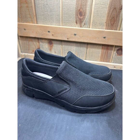 Skechers Mens Wide Fit Slip-On Shoes Black Mesh Size 12 - Picture 1 of 9